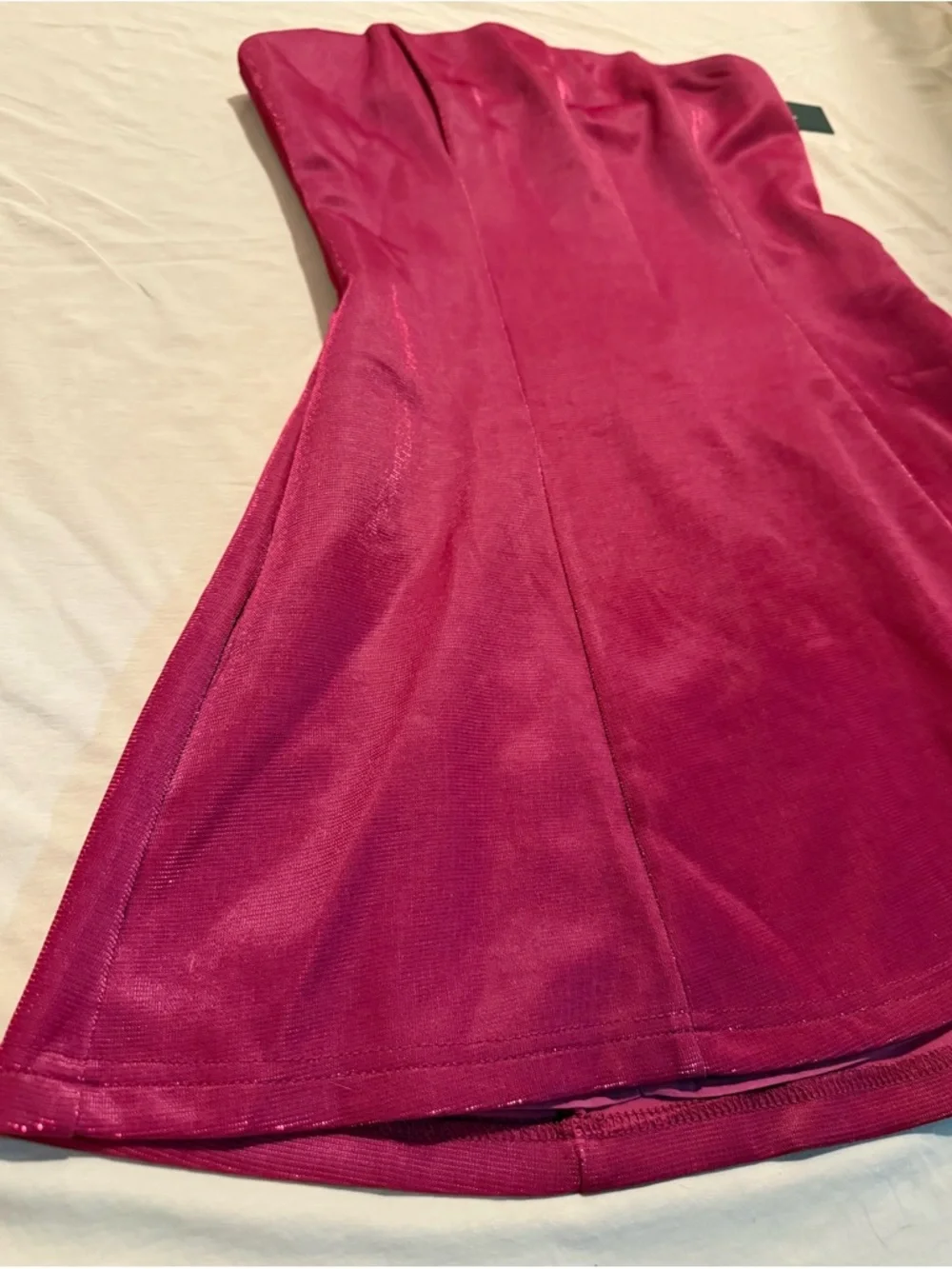 Lulu's Stunning Reputation Shiny Magenta Mini Dress With Pockets - Picture 6 of 12